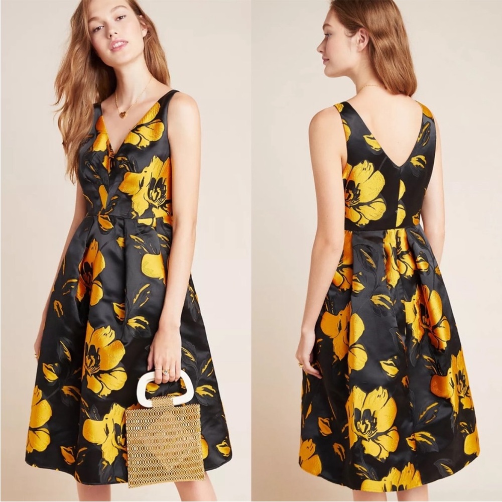 Anthropologie Eileen Jacquard Floral Midi Dress
